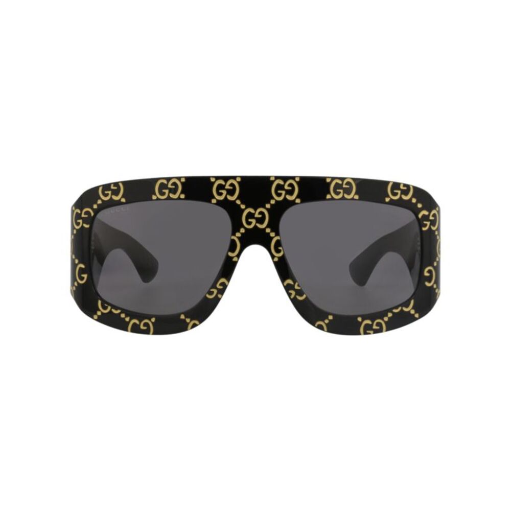 Gucci Shield-Frame Recycled Acetate Sunglasses Black Mens